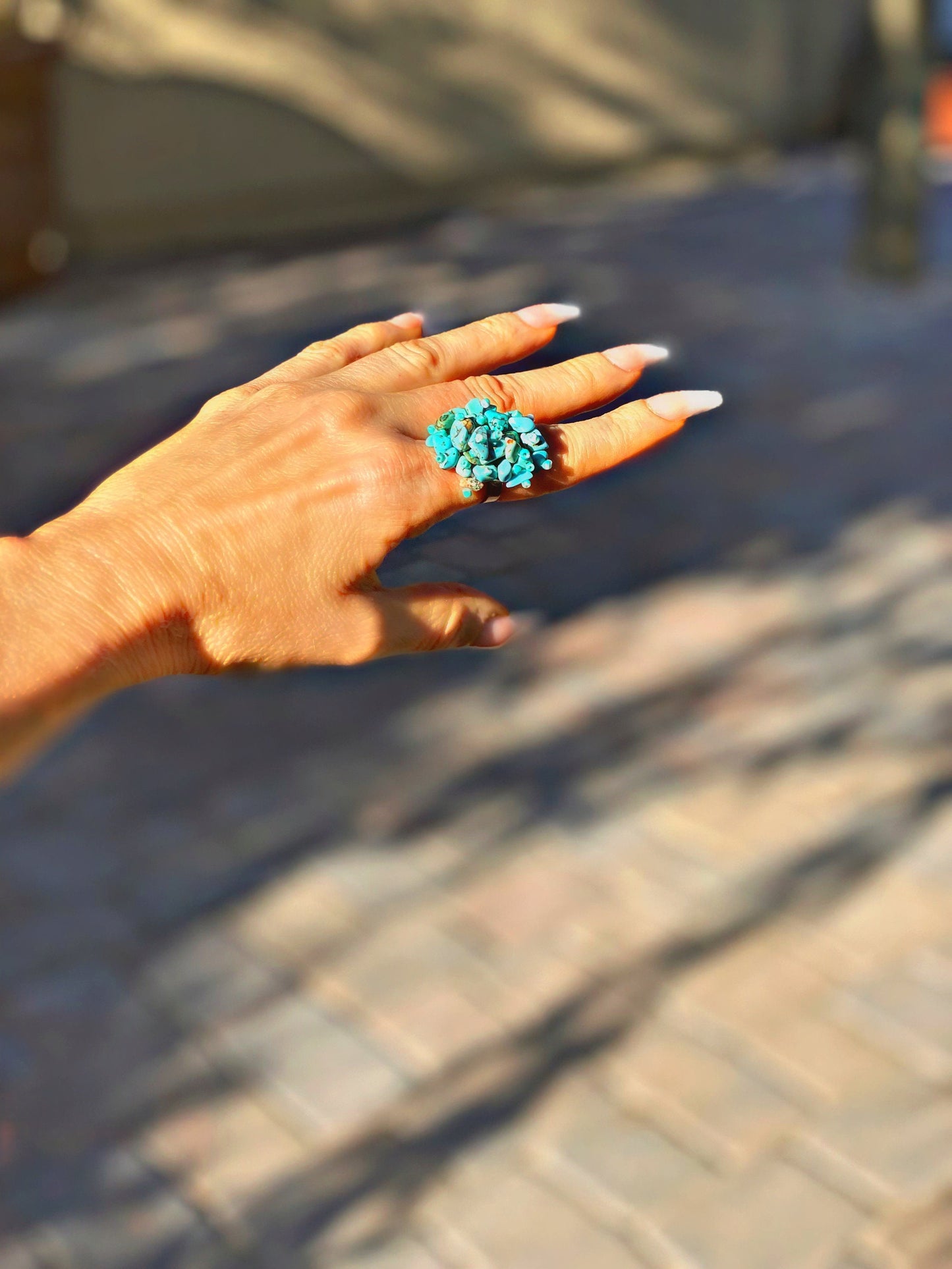 Vintage turquoise chunky statement ring