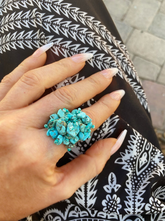 Vintage turquoise chunky statement ring